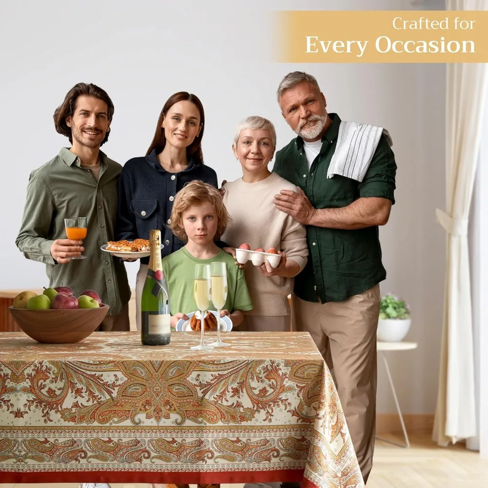 Toalha de mesa retangular de algodão 60x120 polegadas para outono, ação de graças, capa de mesa reutilizável diária