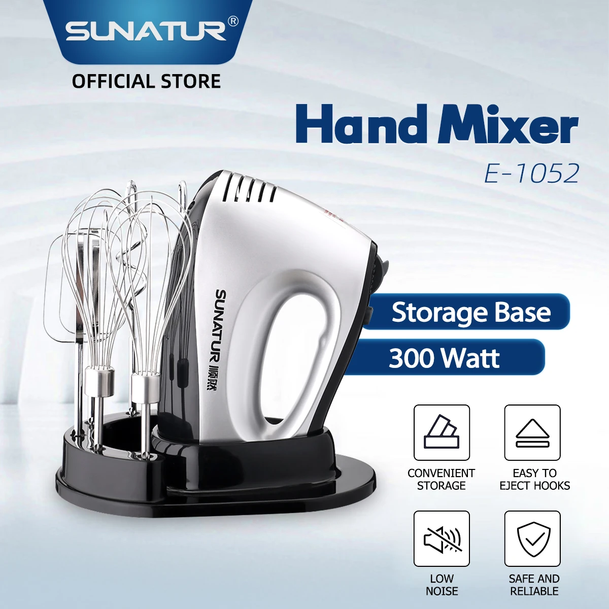 SUNATUR Electric Kitchen Blender Machine: Handheld Beater Processor, Supports Cake Cream Egg Mixing - Essential Home Appliance