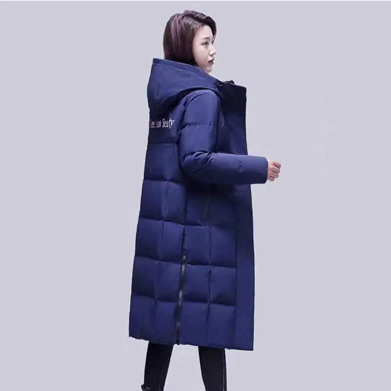Новинка зимы 2022, Свободное длинное модное женское пуховое пальто выше колена с капюшоном, очень холодное Теплое повседневное женское пальто