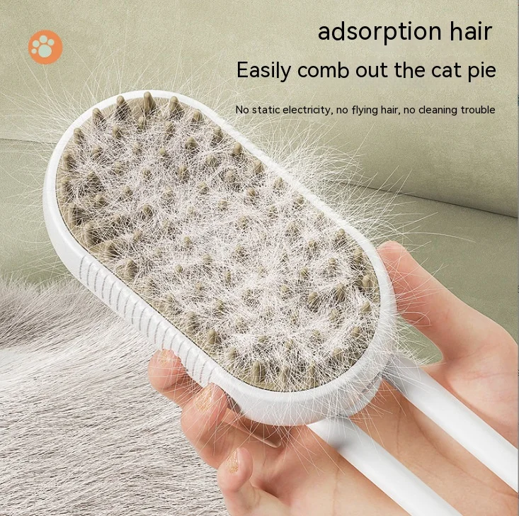 New Electric Pet Spray Grooming Comb for Cats Dogs, One Key Spray Anti Flying Hair Remover Brush, Massage Cleaning Grooming