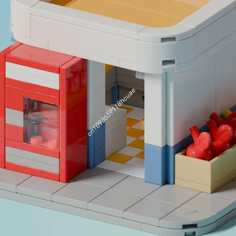 Bloques de construcción en miniatura de barra de jugo MOC, 325 Uds., arquitectura de cumpleaños, idea educativa, juguetes para montar, regalos de navidad