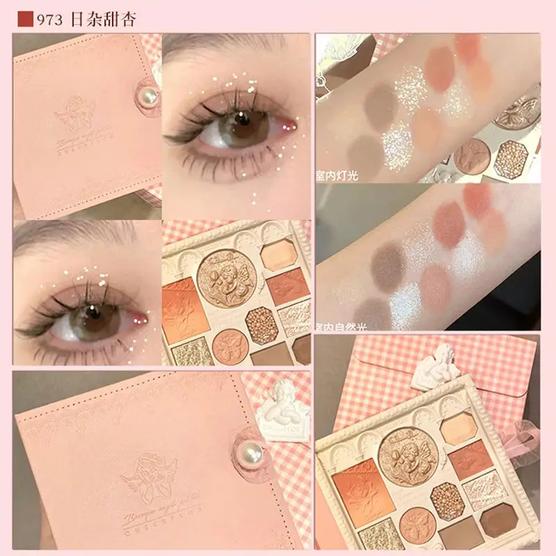 Angel Relief Embossed Eye Shadow Plate, Blush Highlight, Maquiagem Integrada, Paleta de Beleza, Multi-Color, Multi-Purpose