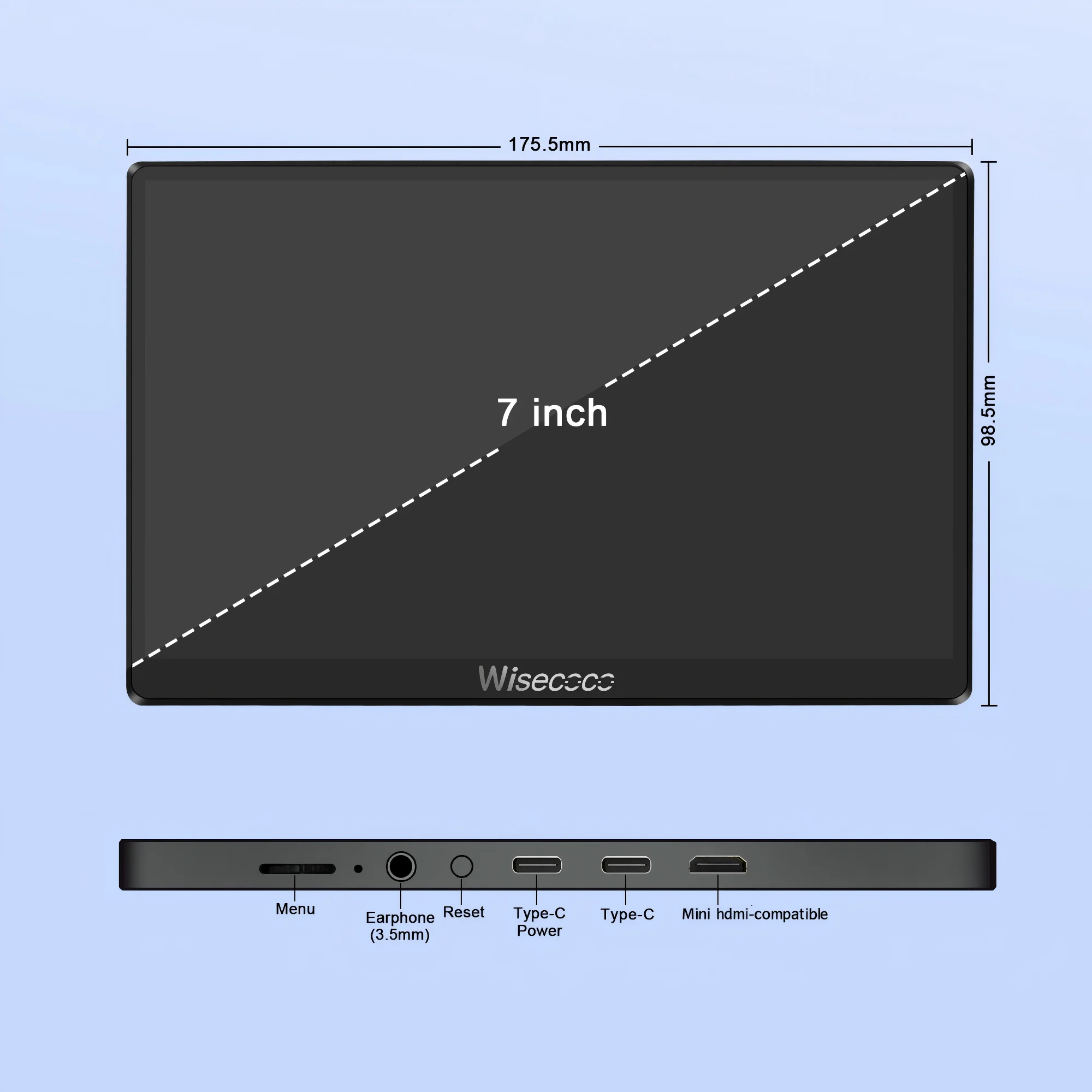 7인치 휴대용 모니터 120Hz 게이밍 터치스크린 IPS 1920x1080 미니 모니터 PC 보조 화면 USB C 스위치 PS5 엑스박스용 썸네일 3