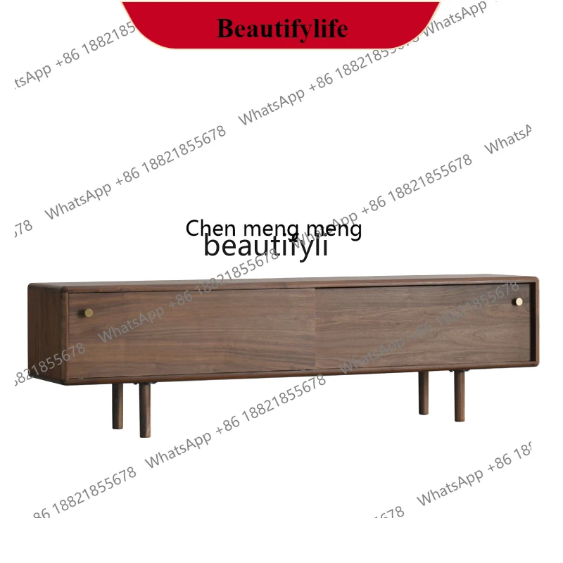 

G153 Italian light luxury North American black walnut solid wood TV living room locker