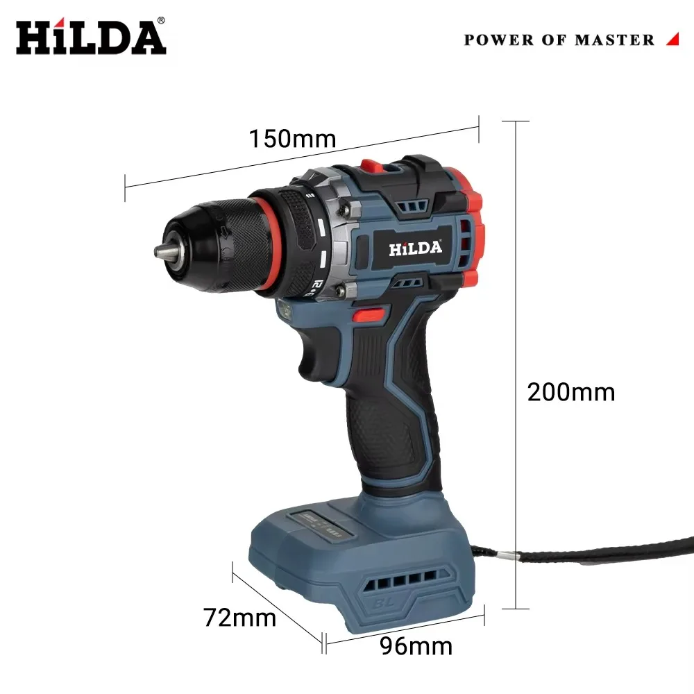 HILDA High-Performance Cordless Brushless Drill For Makita Battery Screwdriver Electric Variable Speed Wireless Power Driver