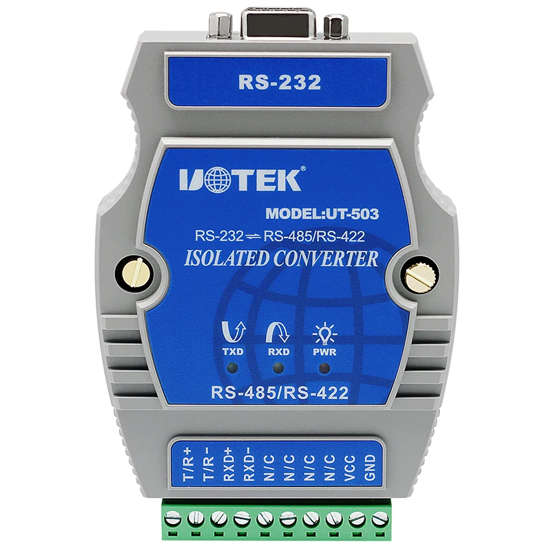 Industrial RS232 to RS485 RS422 Serial Interface Converter with Isolation RS232 to Ethernet Adapter UT-503 UOTEK