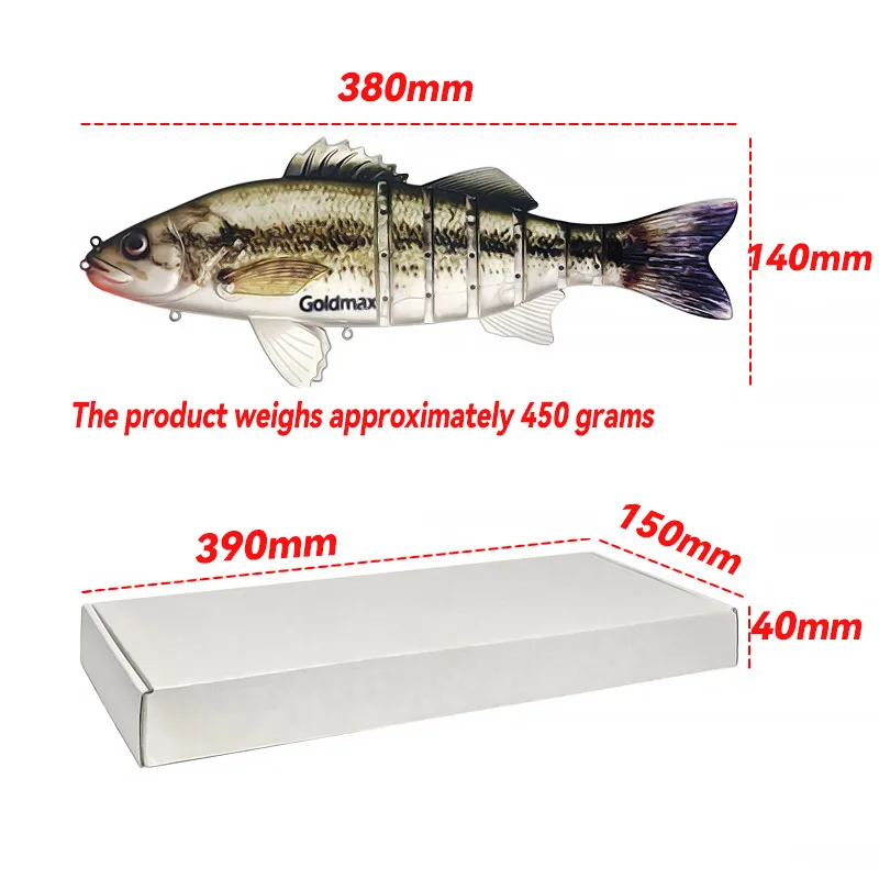 Famonster Fishing Lure 380mm450g Large Big Multi Section Brochet Swimming Soft Bait Jointed Giant Hard Basrock Pike Bass Winte