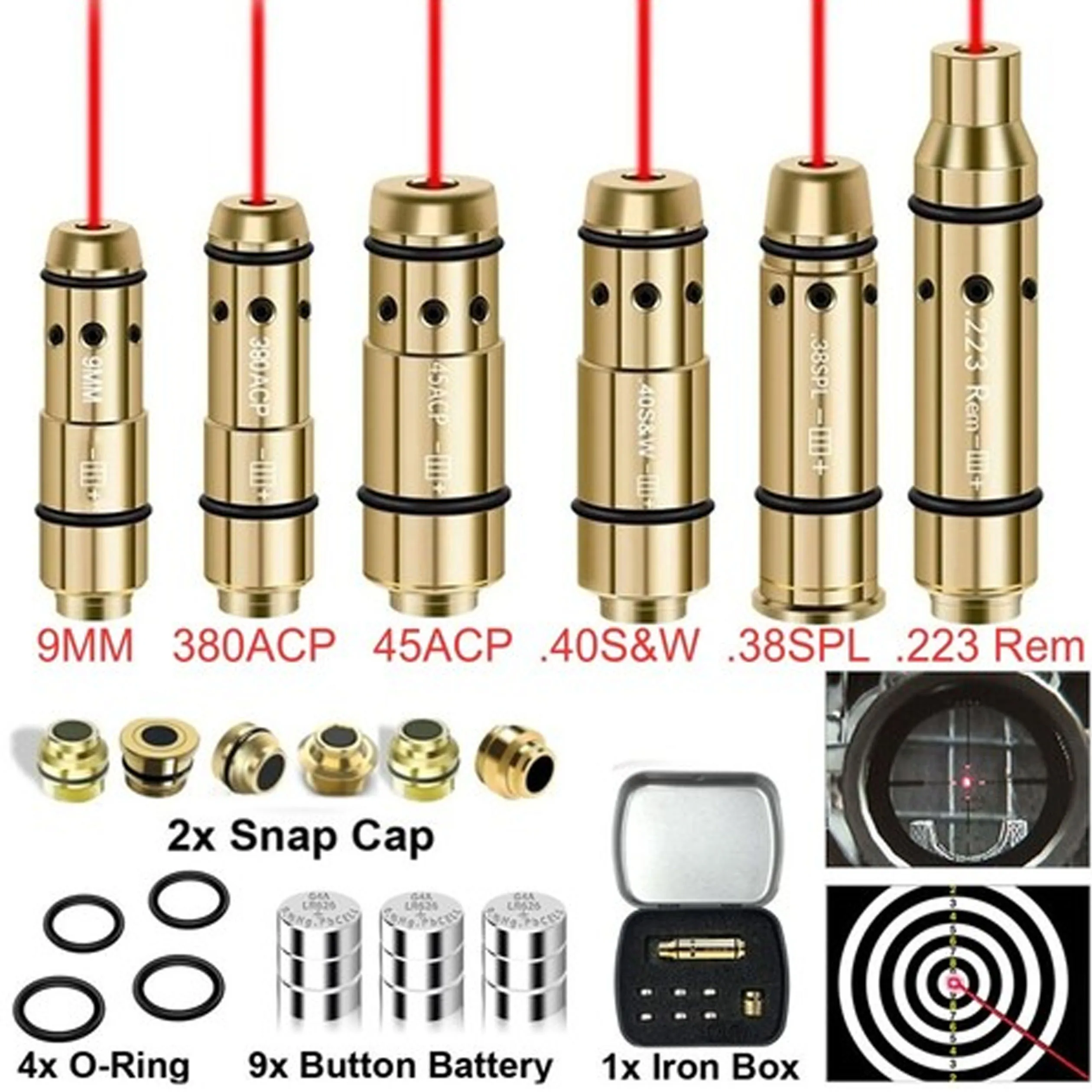 9x19mm 9mm Laser Training Bullet Dry Fire Laser Trainer Cartridge 7.62x39 380ACP 40S&W .223Rem 45ACP 12GA Magazine Snap Cap