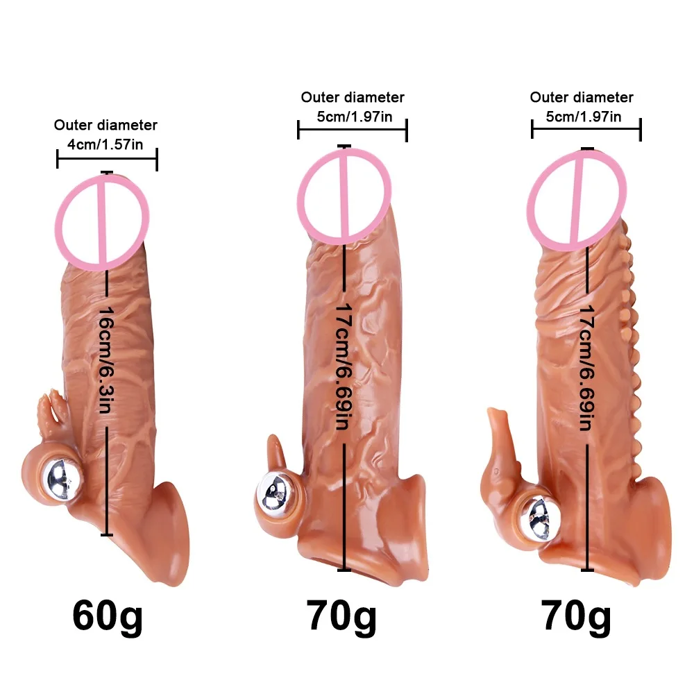 14/16/18CM Realistic Penis Sleeve Extender Reusable Dildos Condom Delay Ejaculation Enlargement Sex Toys for Men