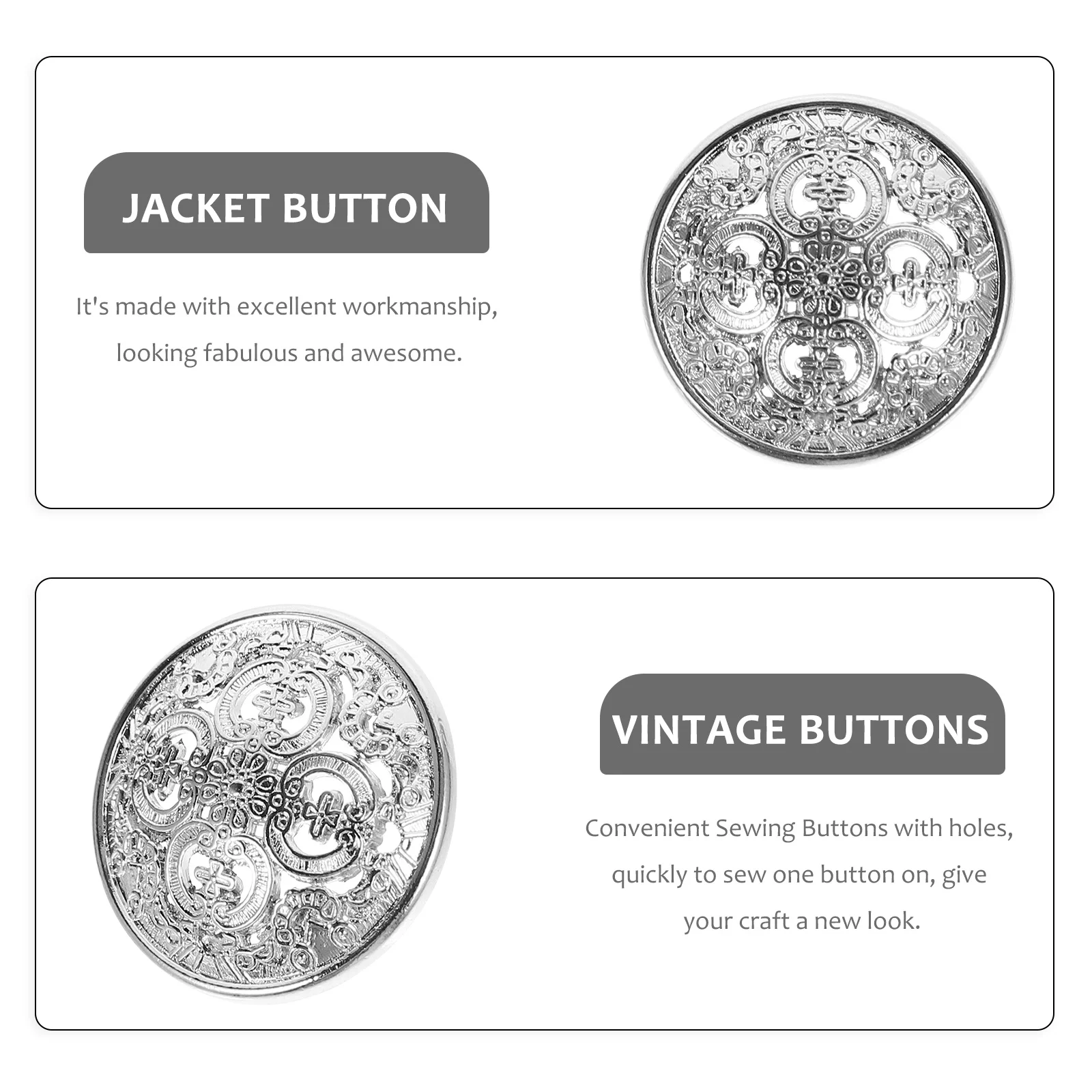 

20Pcs Metal Buttons DIY Clothes Buttons for Sewing Jackets Coats Suits Replacement Craft Decorative Accessories