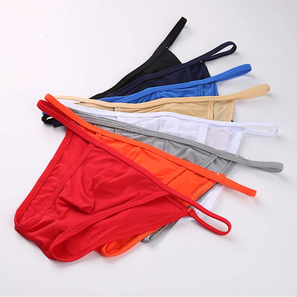 Super Thin Mens Thongs Tradition Sexy Half-back Briefs Underwear Cool Silk Low-rise Bikini Popular Style Underwear