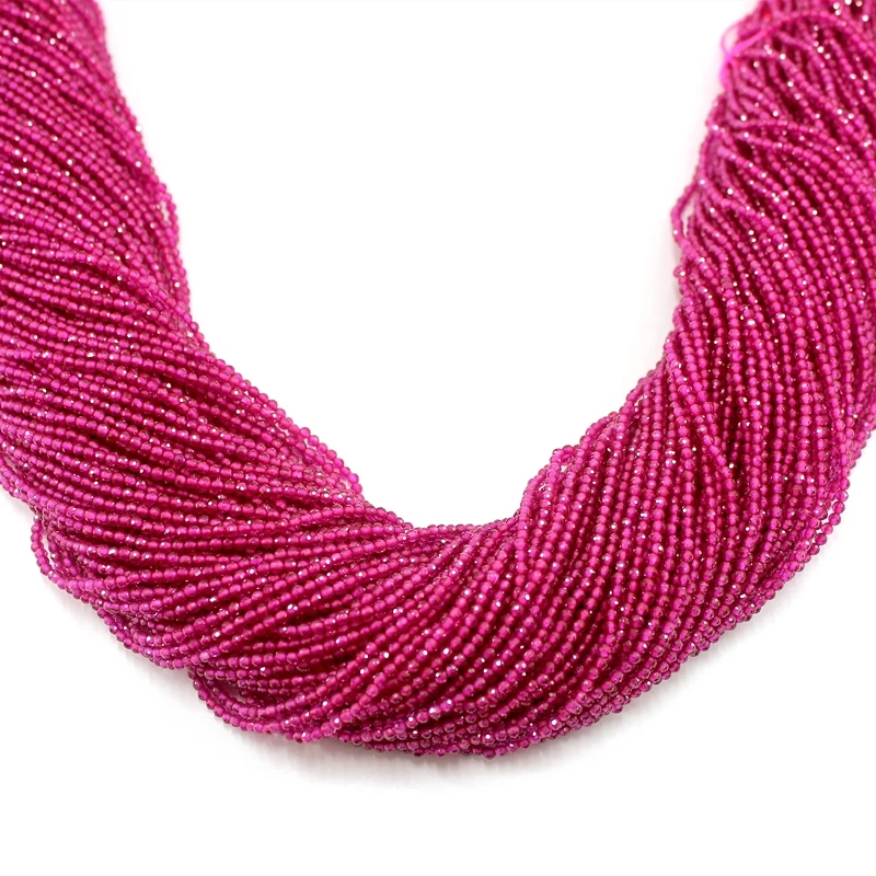 Natural Ruby Faceted Round Loose Strand Tiny Small Stone Beads 2 MM 15Inch For Jewelry Making Bracelets Necklace Accessories