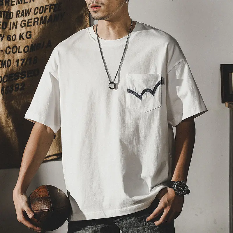 

Men's Clothing American Classic Minimalist Solid Color T-Shirt Summer New Arrival Streetwear Brand Loose Fit Casual Top