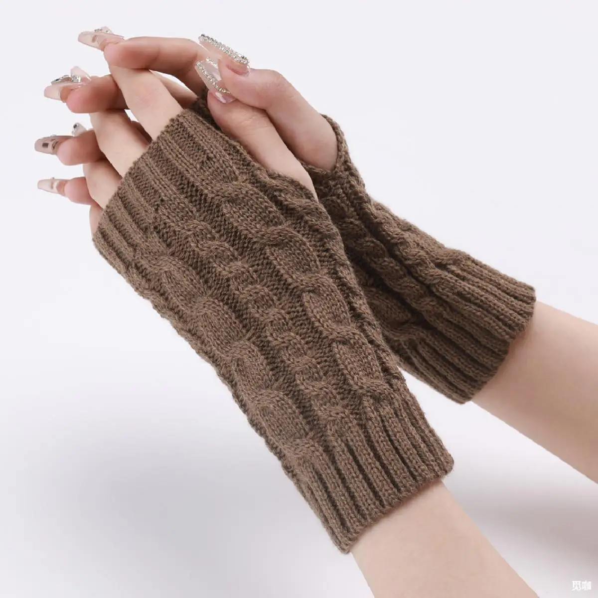 Women Long Fingerless Gloves Winter Mitten Knitted Warmer Arm Sleeve Thin Casual Soft Fingerless Unisex Gloves