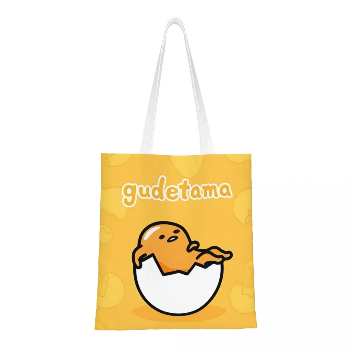 Gudetama The Lazy Egg Canvas Tote Handbag Grocery Bags Large Capacity Shopper Bags for Women