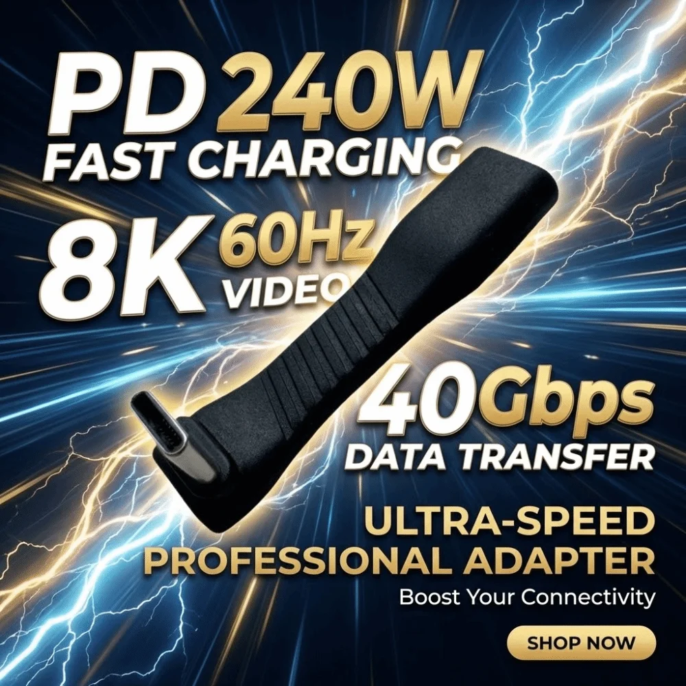 Fast Charging USB Cable Type C PD 240W Full-Function Cable 40Gbps Rate 8K Projection Male-to-Female Connector Power Bank