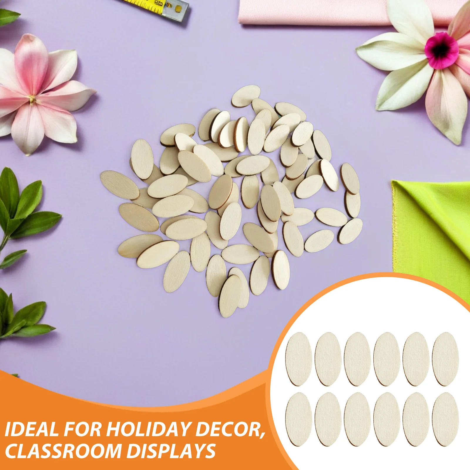 300 Piezas de Láminas Ovaladas de Madera en Blanco - Rodajas sin Acabado para Manualidades, Proyectos de Pintura, Decoración Infantil