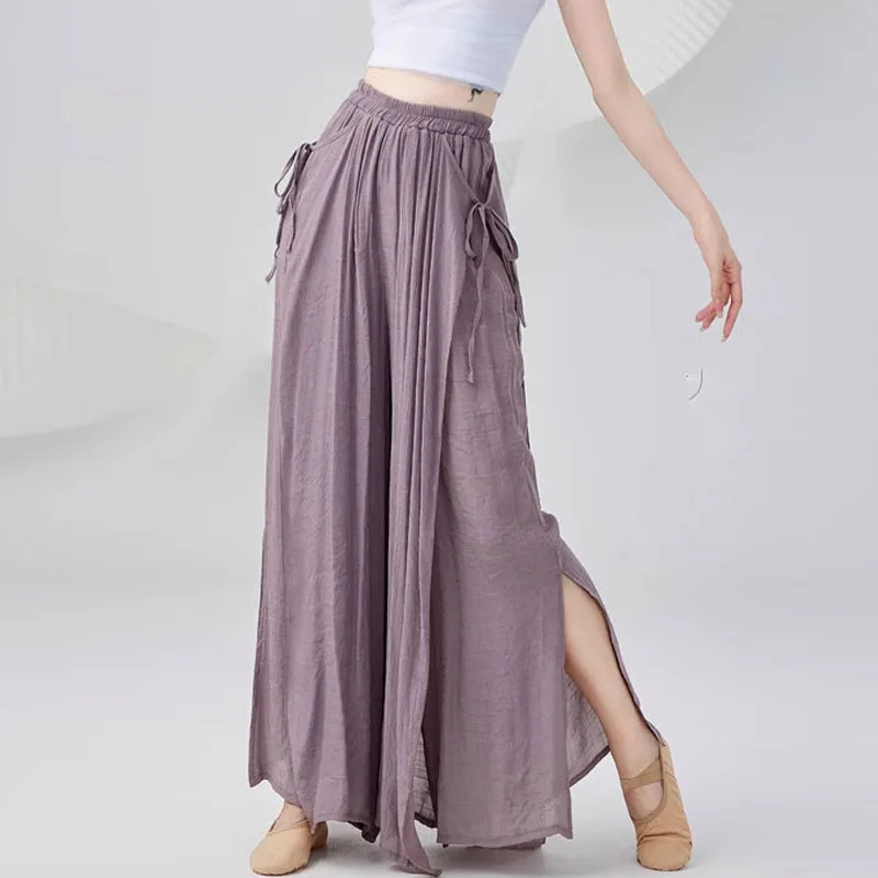 

Classical dance suit female body rhyme elegant Chinese style modern dance performance costume adult lace-up wide-leg pants