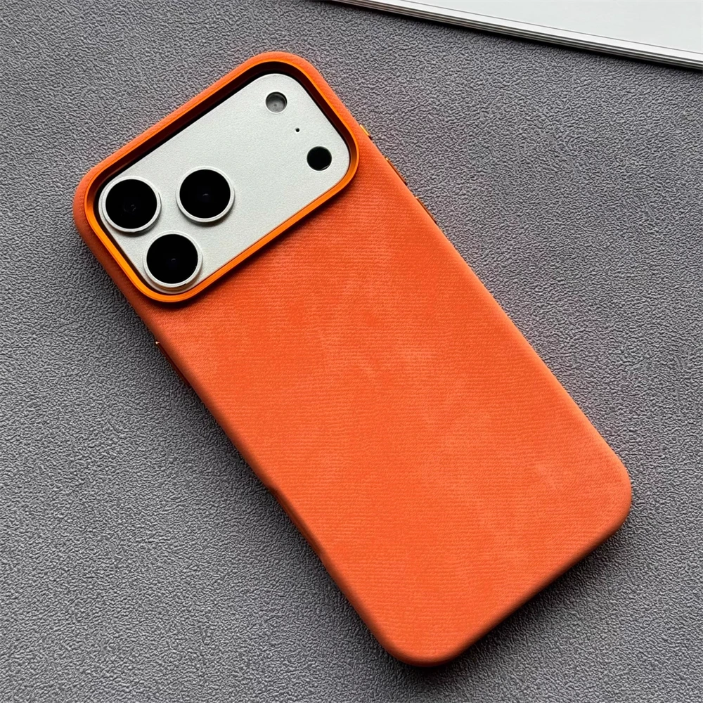 Luksusowe etui magnetyczne z teksturą skóry i włókien do iPhone 18 17 Pro Max 16 15 14 13 12, kompatybilne z bezprzewodowym ładowaniem MagSafe, odporne na wstrząsy. — zdjęcie produktu 3