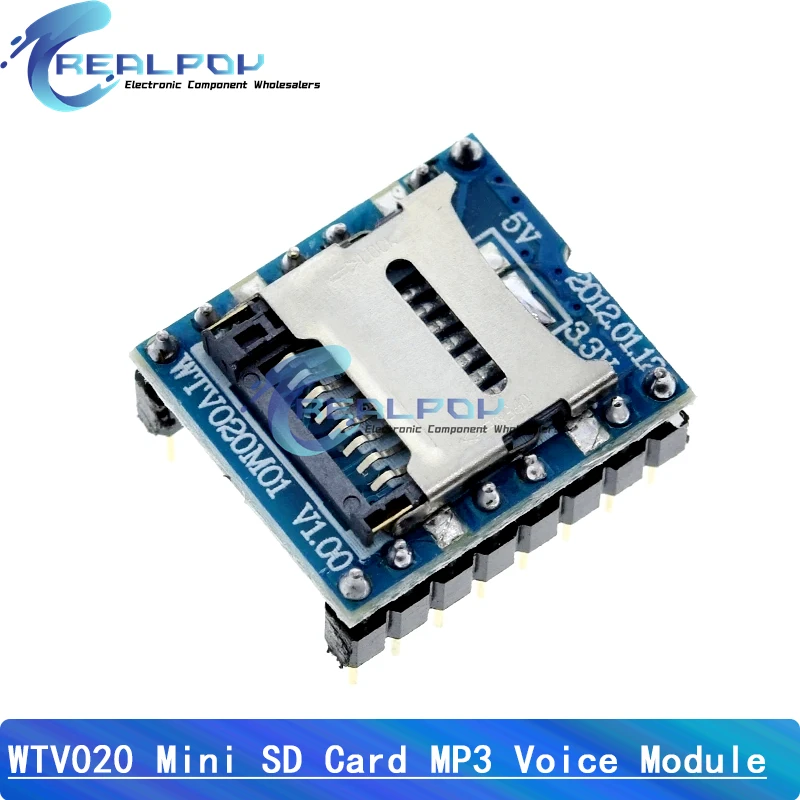 WTV020 GPD2846A Mini MP3 Player Module TF Card MP3 Decoder Board Sound Module Audio Voice Module For Arduino GM Power Supply