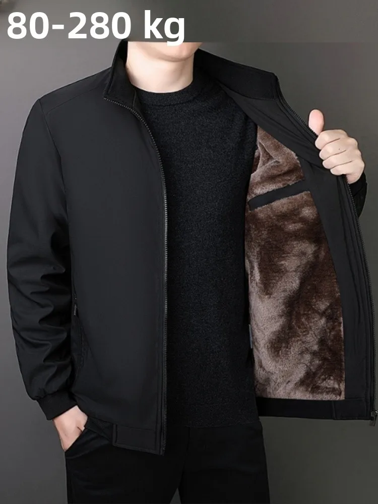 

Men's Winter Thiened Fce Lined Cotton Jaet Casual Stand Collar Warm Coat Busin Formal Long Sve Zipper Closure