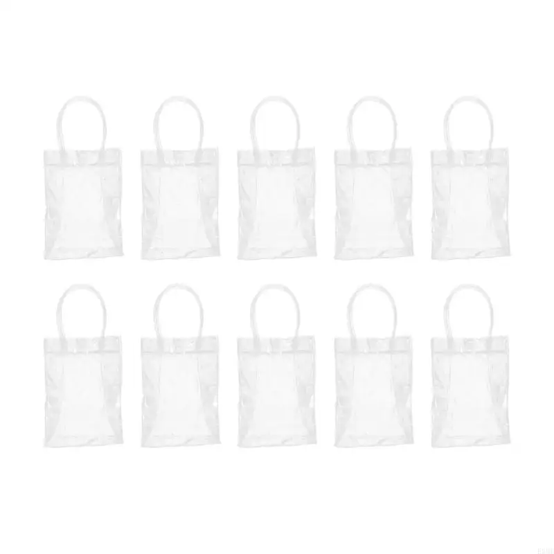 

E8BD 10pcs PVC Clear Tote Bags with Handle Multifunction Organization Container