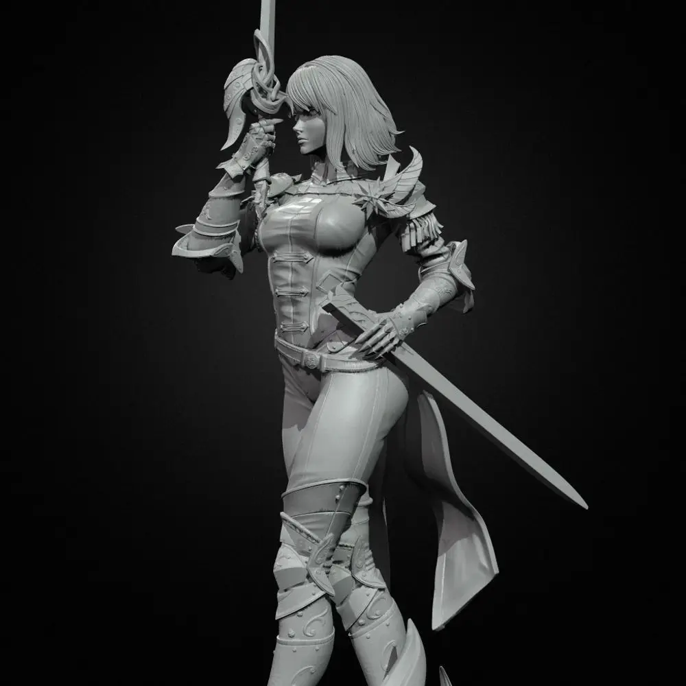 Height 50mm 75mm Bundled Lady Warrior Resin Soldier Model Assembly White Model 3D Printing Unassembled Unpainted Self-assembly