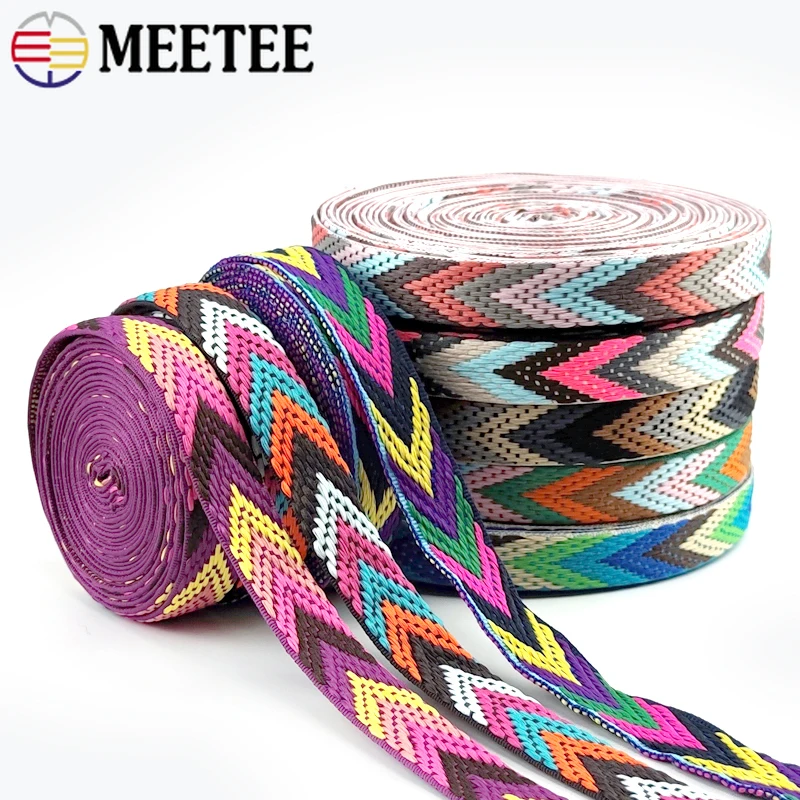 

2/5M Meetee 22mm Polyester Jacquard Webbing Tape for Backpack Strap Clothes Decor Ribbon Sewing Bias Binding DIY Accessories