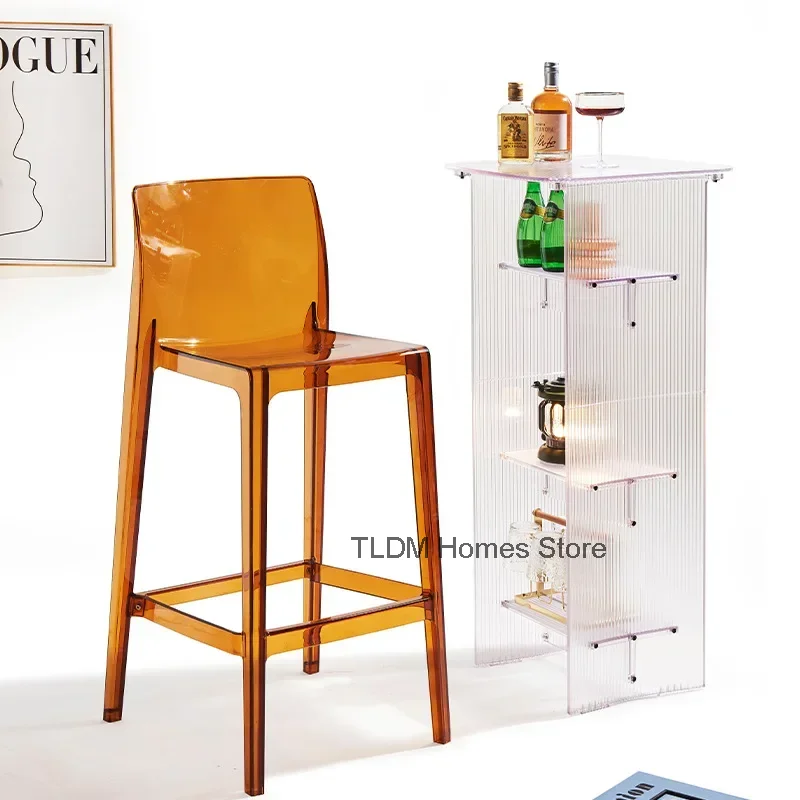 

Acrylic Transparent Bar Chair High Plastic Simple Modern Designer Footrest Cafe Recliner Chair Floor Cadeiras Room Furniture