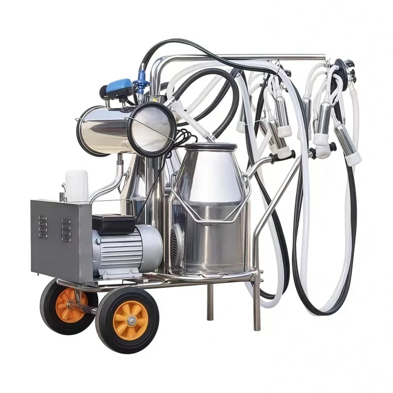 #Quick Shipment 25L 220V Mobile Milking Machine Single And Double Barrel Vacuum Pump Milking Machine