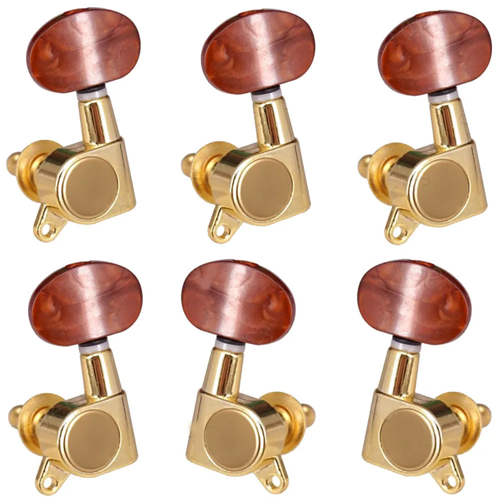 กีตาร์จูนหมุดโลหะ 3L 3R 6R 6L Enclosed Locking Tuning Pegs สําหรับกีตาร์อะคูสติกไฟฟ้าจูนเนอร์อุปกรณ์เสริม