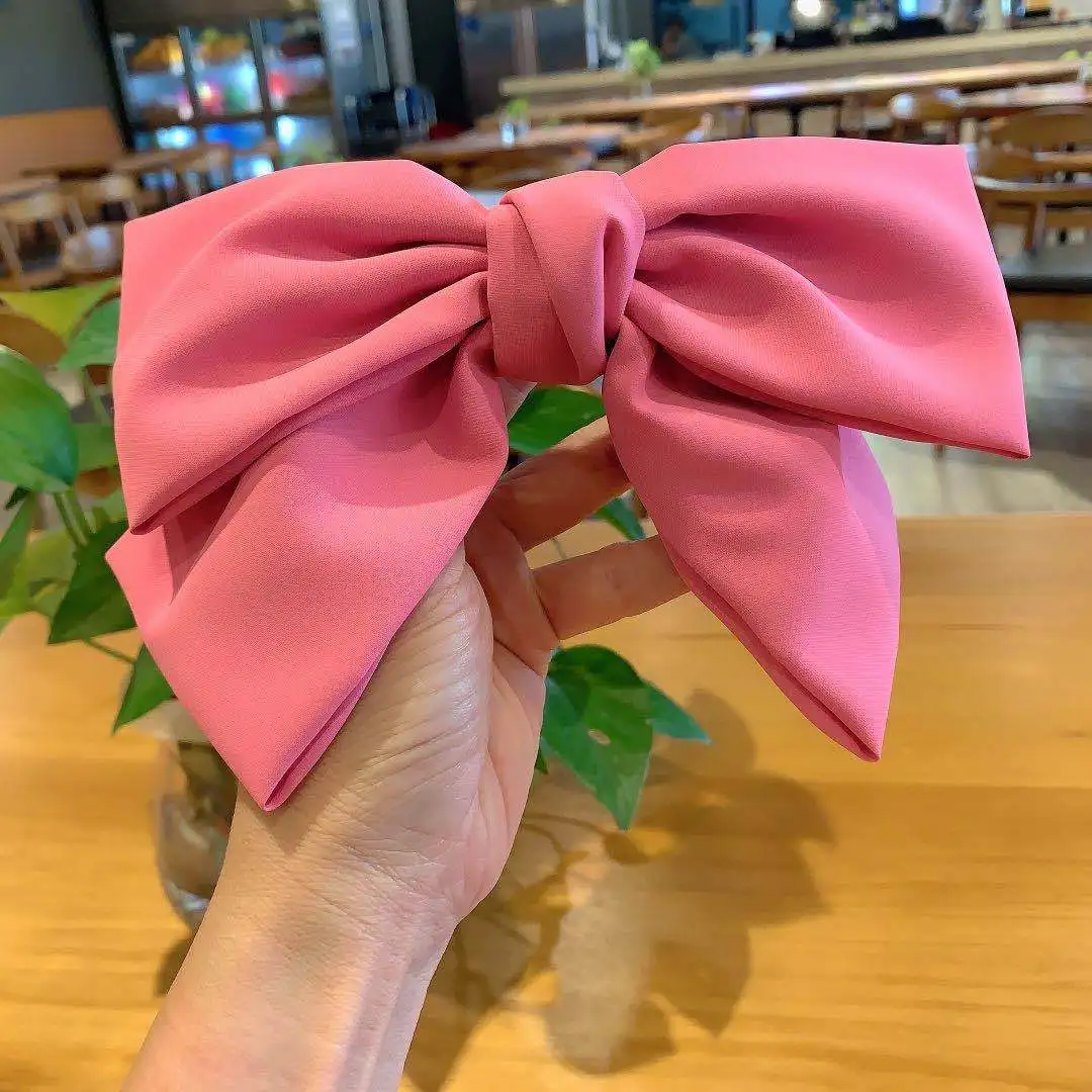 Candy Bow Spring Clip Hair Clip Satin Solid Barrette Bow Hairpin Temperament Girl Top Clip Female Elegant Drape Hair Accessoreis