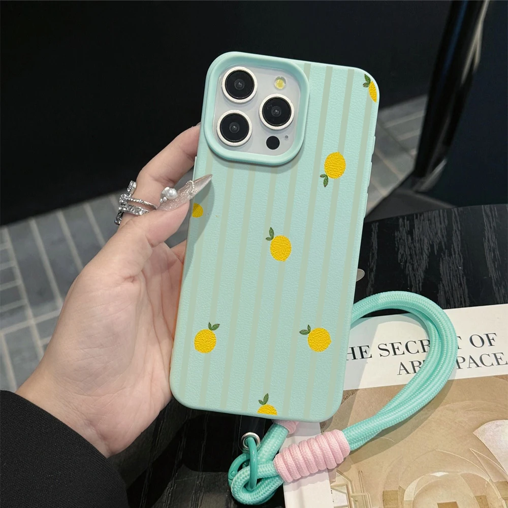 Striped Lemon Hand Wrist Strap - Phone Cases With Straps 评论和价格