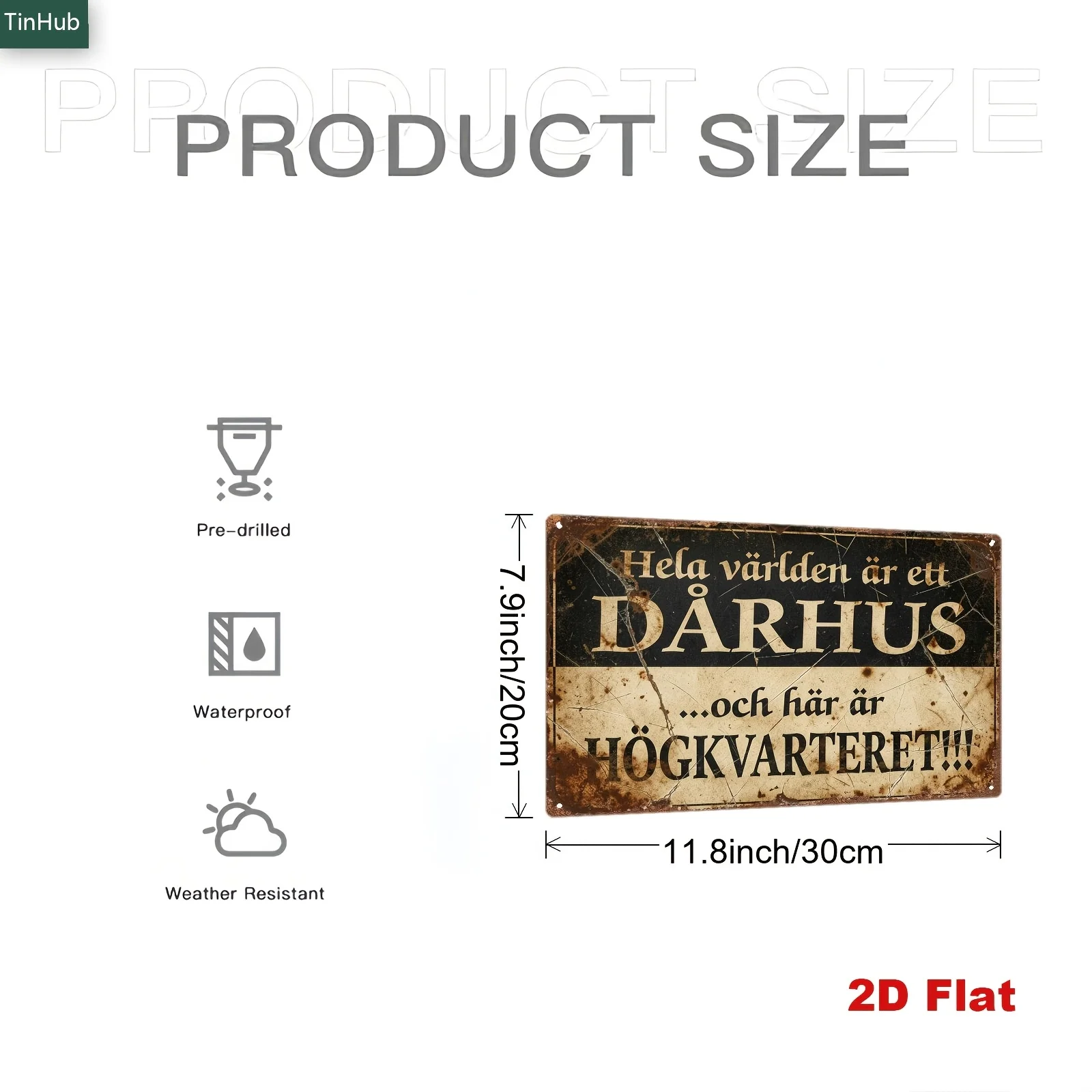 2D Flat 1pc Retro Swedish Humor Slogan Metal Sign, 20X30Cm Iron Sign, Printed with The Words 
