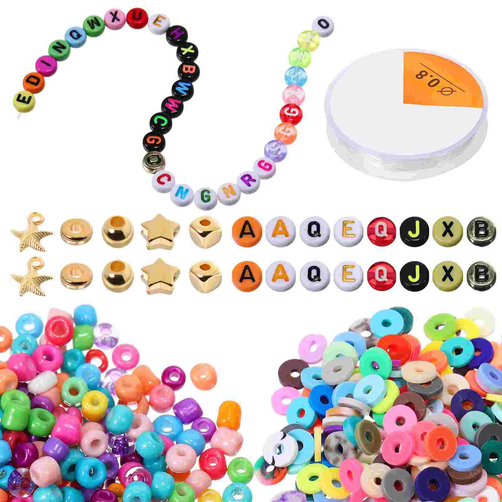 

Alphabet Set Vibrant Colors Craft Bracelet Spacer Letter Number Flat Beads Jewelry Making Creative Projects Variety