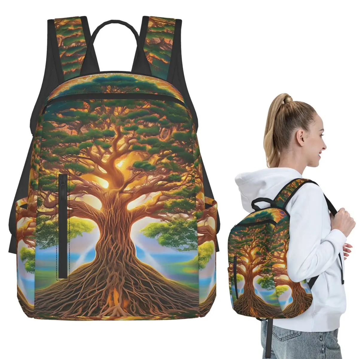 

Biblical World Tree Of Life Backpack Student BookBag Children School Bag Computer Shoulder Bags Men Women