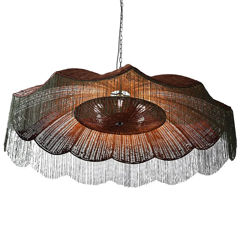Hotel lobby chandelier, handmade rattan design hotel restaurant light ambient light