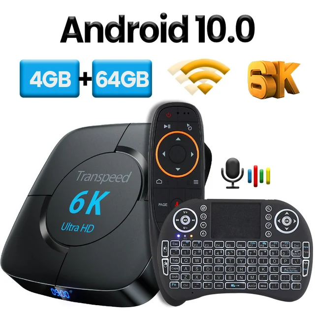 Transpeed Android 10.0 TV Box Voice Assistant 6K 3D Wifi 4GB RAM 64G 1 Transpeed Android 10.0 TV Box Voice Assistant 6K 3D Wifi 4GB RAM 64G 1
