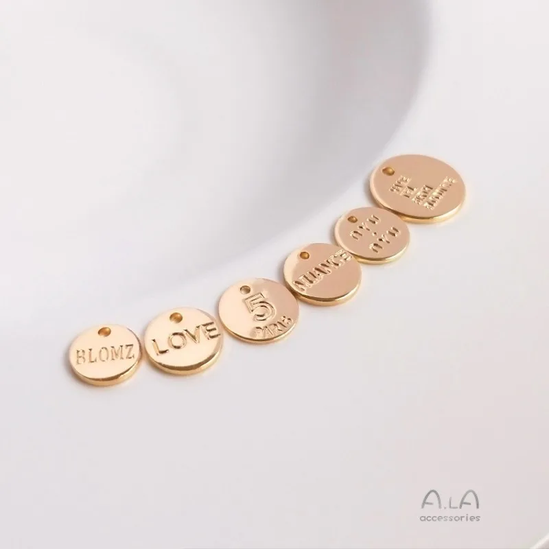 

14K Gold Color Round Moment Letter Small Pendant Handmade DIY Ear Jewelry Round Brand Accessories Necklace Bracelet Pendant