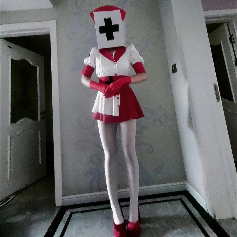 لعبة الظلام ريبر ممرضة الخداع الكبار النساء تأثيري فستان مُصمم حسب الطلب مثير قبعة قفازات الجوارب الرعب هالوين كرنفال البدلة وتتسابق