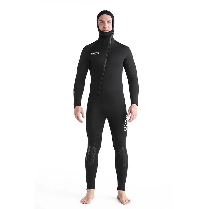 5Mm Wetsuit Men's One-piece Hooded Thickened Warm Wetsuit Winter Swimsuit Surf Suit