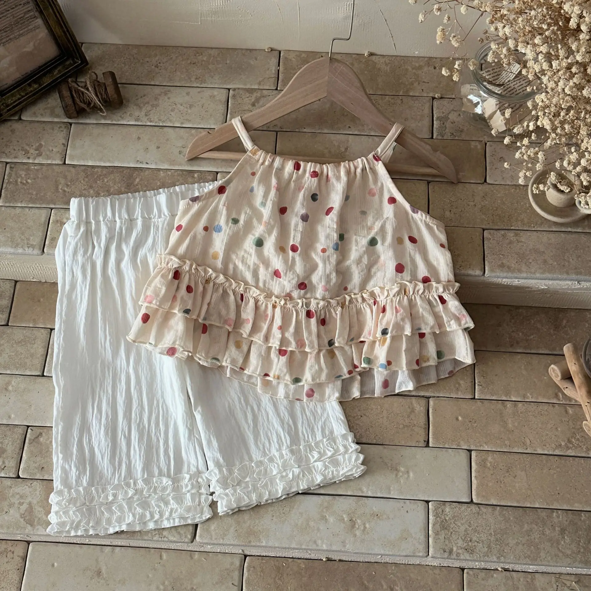 2026 Summer Baby Girls Clothes Colorful Dot Tee Sleeveless Camisole Tops Korean Style Infant Sleeveless Shirt
