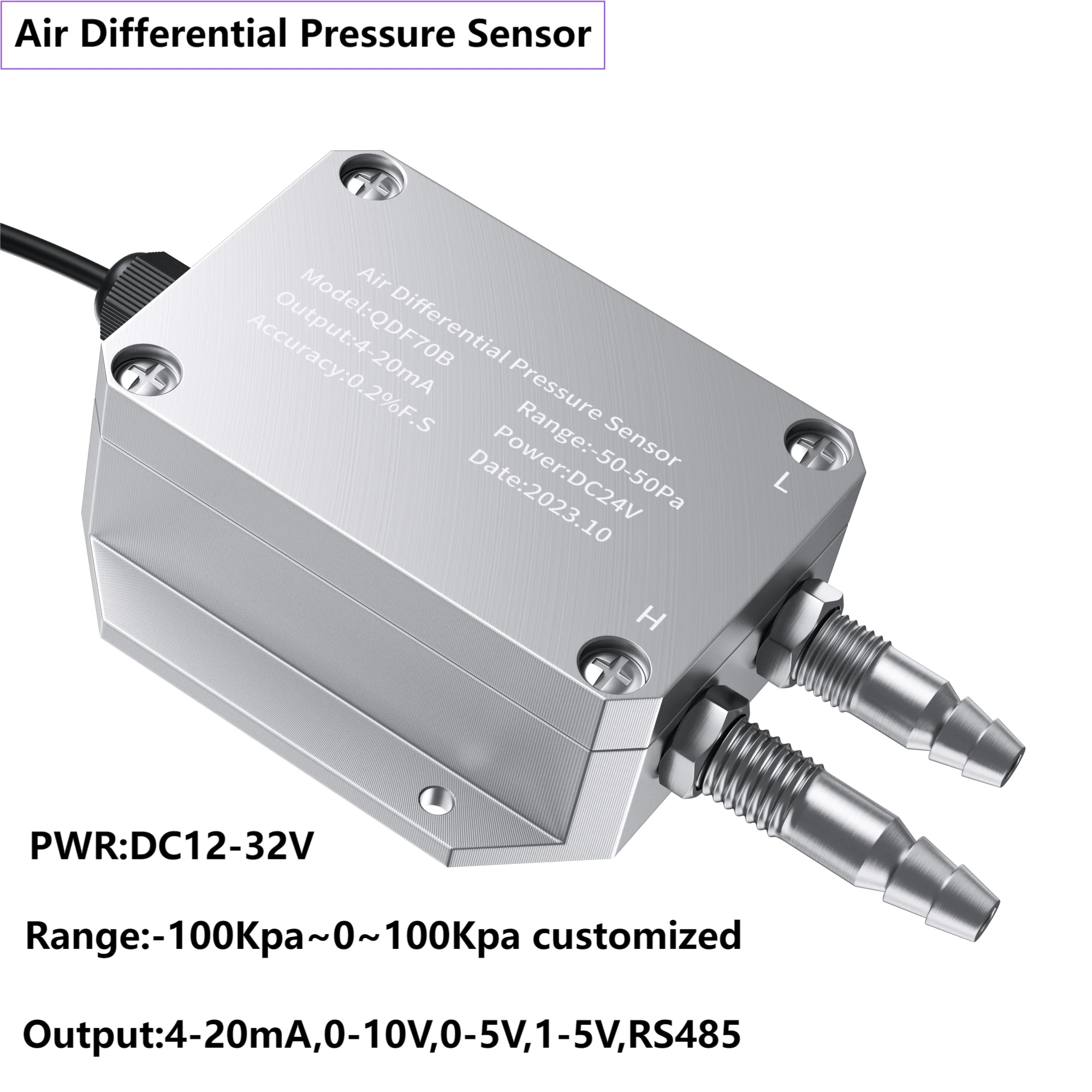 

1-5V Differential Pressure Transmitter 4-20mA 0-5V RS485 Wind Pressure Sensor 300Pa 5KPa 1Kpa Air Differential Pressure Sensor