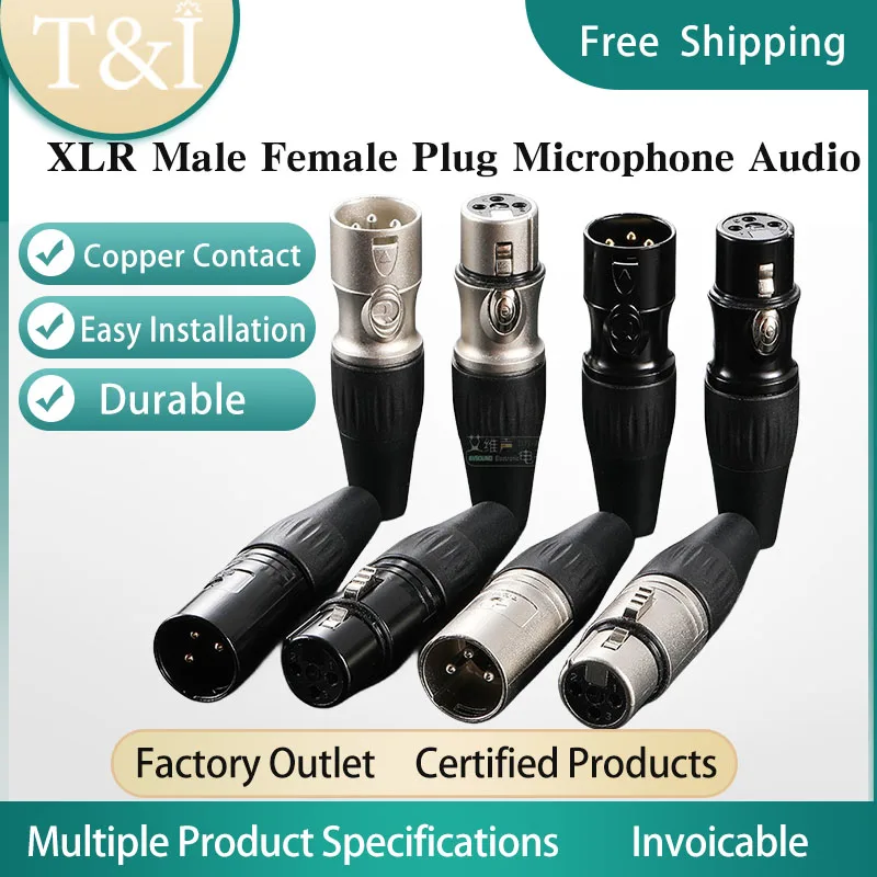 

5/10 Sets XLR Head Audio Antimagnetic Male And Female Plug Socket Color Microphone Speaker Connector