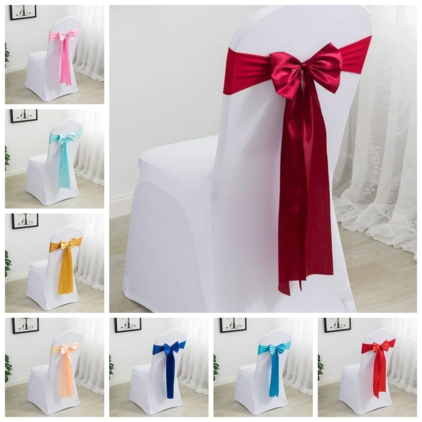 Spandex Chair Sashes Wedding Ready Made Bow Tie Stretch Hotel Birthday Party Show Decoration On Sale Universal