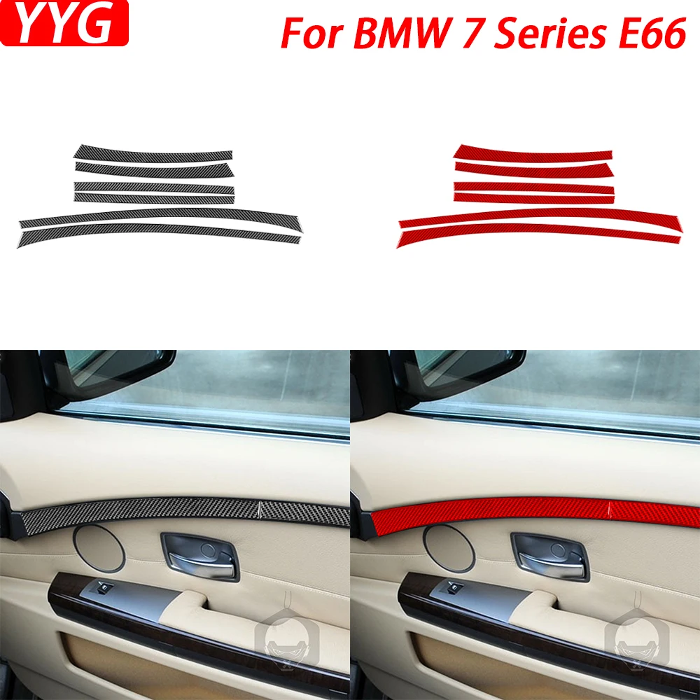 

For BMW 7 Series E66 2002-2008 Real Carbon Fiber Inner Door Panel Decorative Strips Car Interior Decoration Accessories Sticker