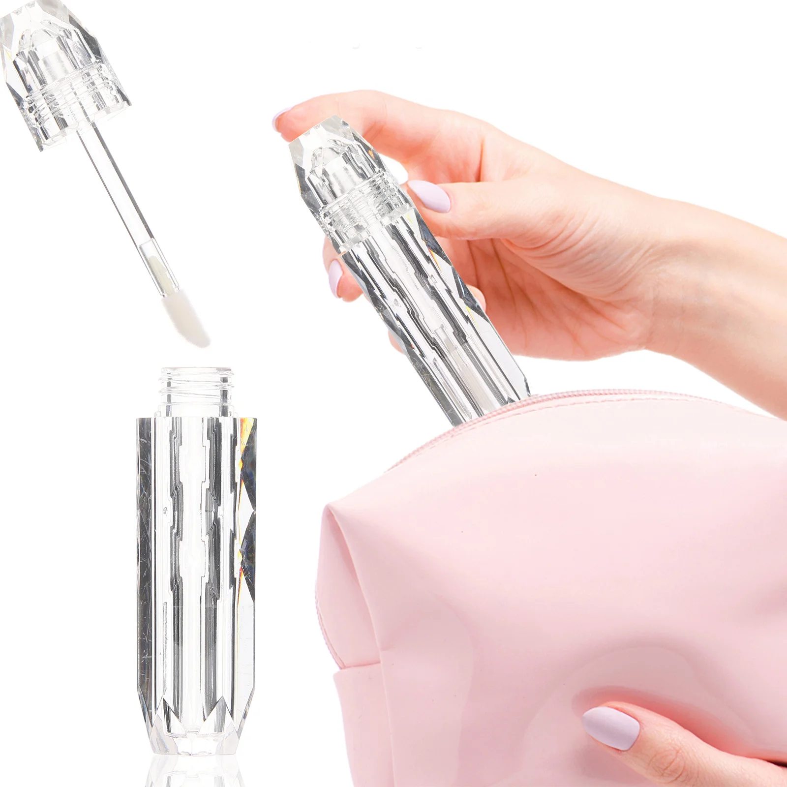 Tubes de brillant à lèvres transparents, conteneurs rechargeables avec brosse applicateur, supports de brillant à lèvres portables anti-fuite pour le maquillage, 4 pièces