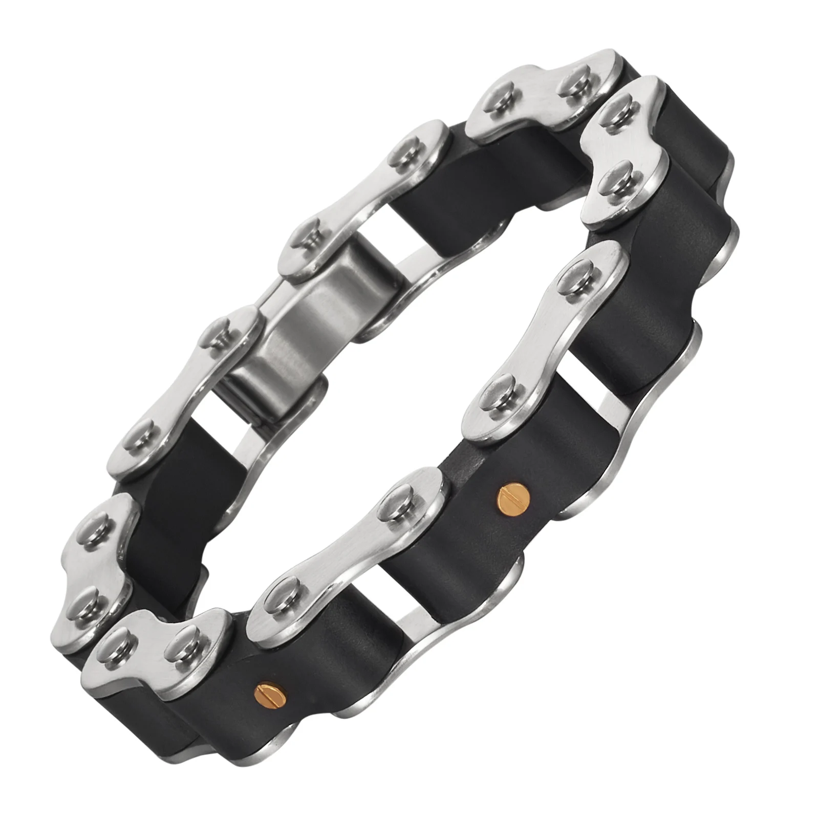 Wollet Bike Chain Bracelets for Men Fathers Day Stainles Steel Bike Chain Bangle Jewelry Gift