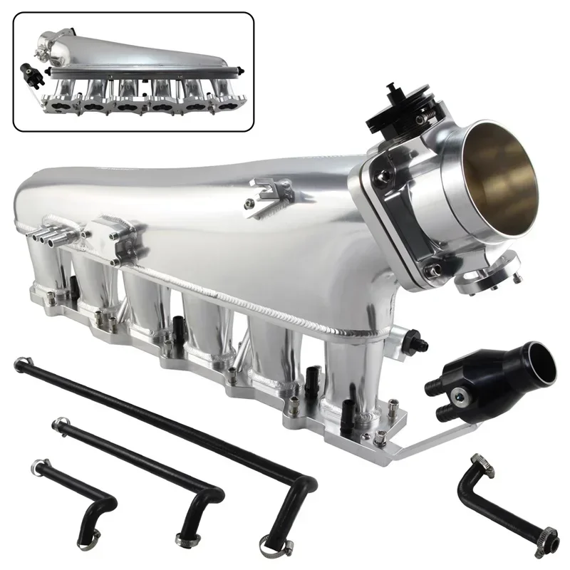 Kit de colector de admisión de aluminio, cuerpo del acelerador de 90mm para motor Nissan Skyline ECR33 GTS GTS-T RB25 RB25DET 2.5L 1993-1998