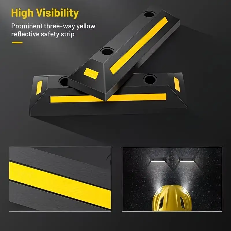 

1 pair of black plastic reflective reinforced rubber car stopper wheel rubber locator reverse stopper anti-collision garage park